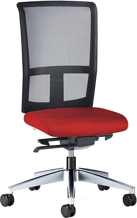 interstuhl Silla giratoria de oficina GOAL AIR, altura del respaldo 545 mm, armazón pulido, con ruedas duras, rojo vivo, profundidad del asiento 410 - 460 mm