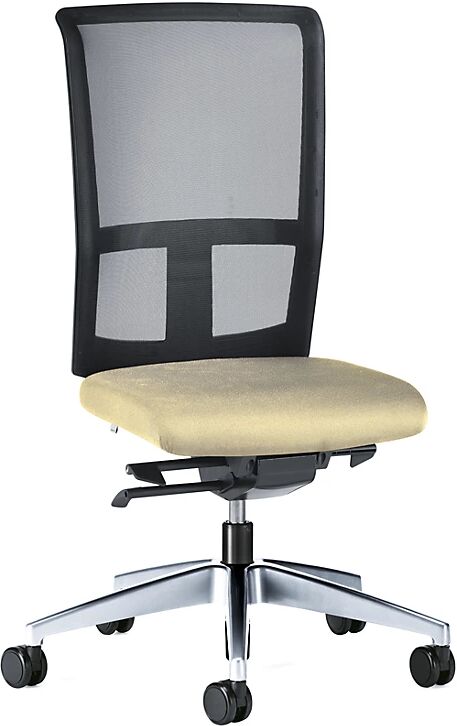 interstuhl Silla giratoria de oficina GOAL AIR, altura del respaldo 545 mm, armazón pulido, con ruedas duras, beige, profundidad del asiento 410 - 460 mm