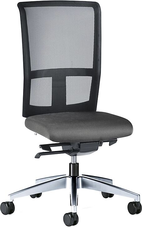 interstuhl Silla giratoria de oficina GOAL AIR, altura del respaldo 545 mm, armazón pulido, con ruedas duras, gris hierro, profundidad del asiento 410 - 460 mm