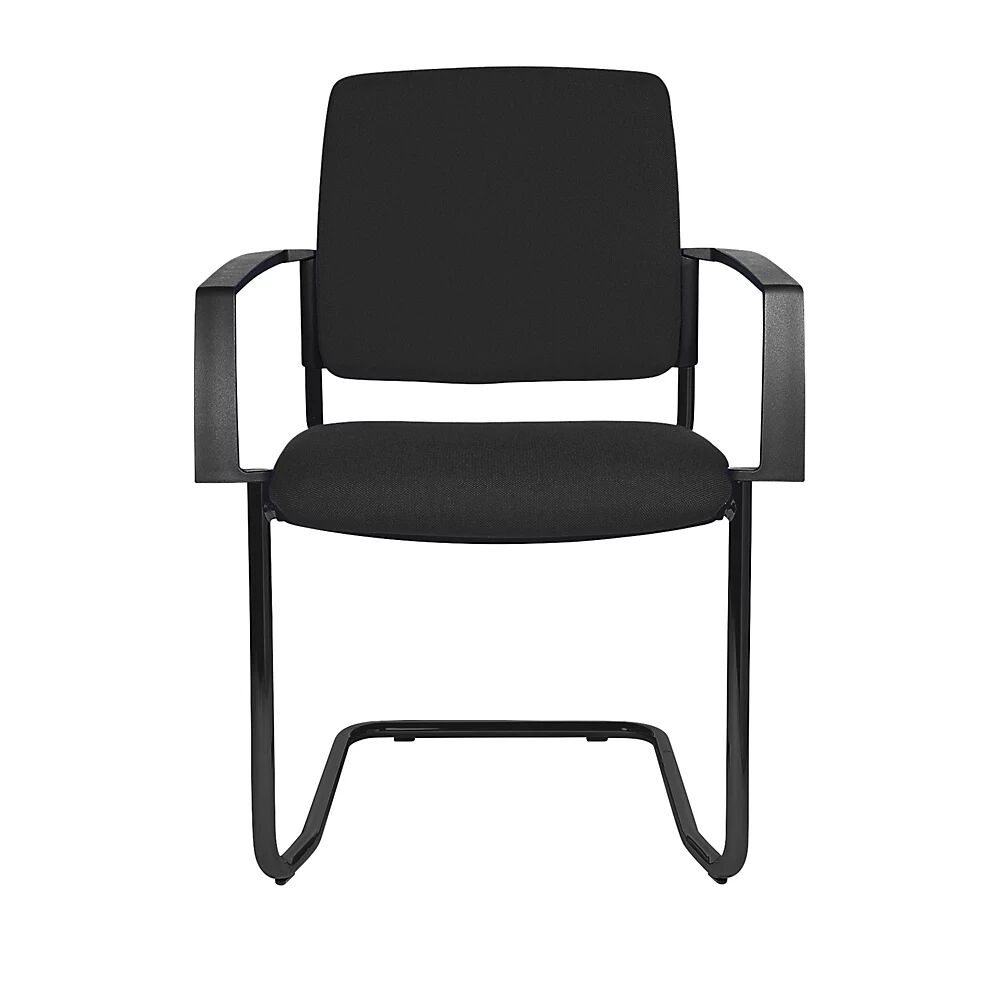 Topstar Silla acolchada apilable, silla oscilante, UE 2 unid., armazón negro, acolchado negro