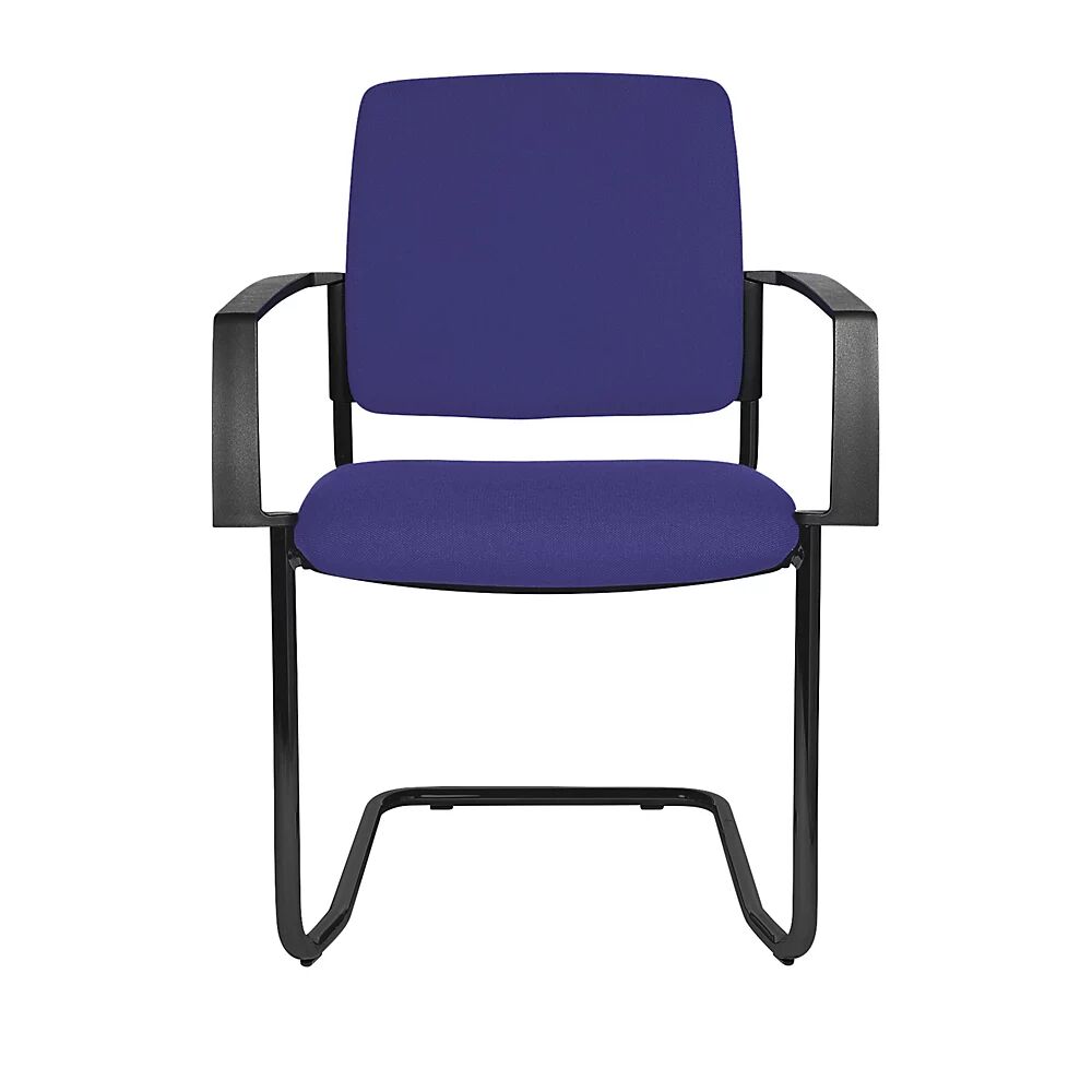 Topstar Silla acolchada apilable, silla oscilante, UE 2 unid., armazón negro, acolchado azul