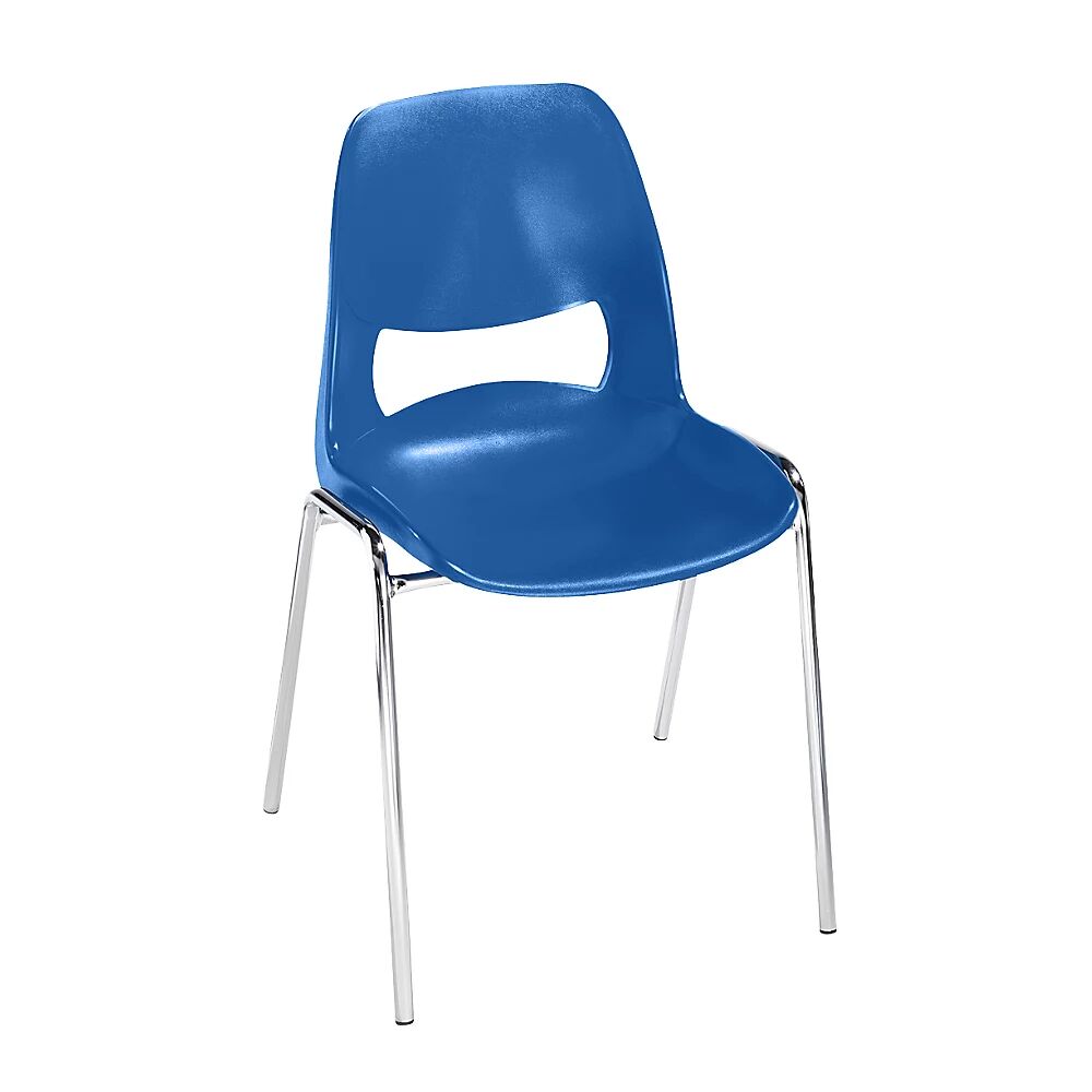 kaiserkraft Silla con carcasa de polipropileno, sin acolchado, azul, UE 2 unidades