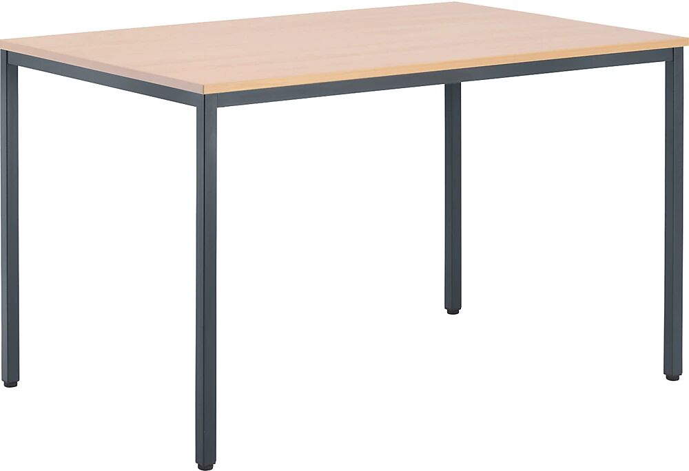 eurokraft basic Mesa multiusos, H x A x P 720 x 1200 x 800 mm, tablero en decoración de haya, armazón gris basalto