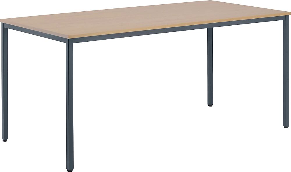 eurokraft basic Mesa multiusos, H x A x P 720 x 1600 x 800 mm, tablero en decoración de haya, armazón gris basalto