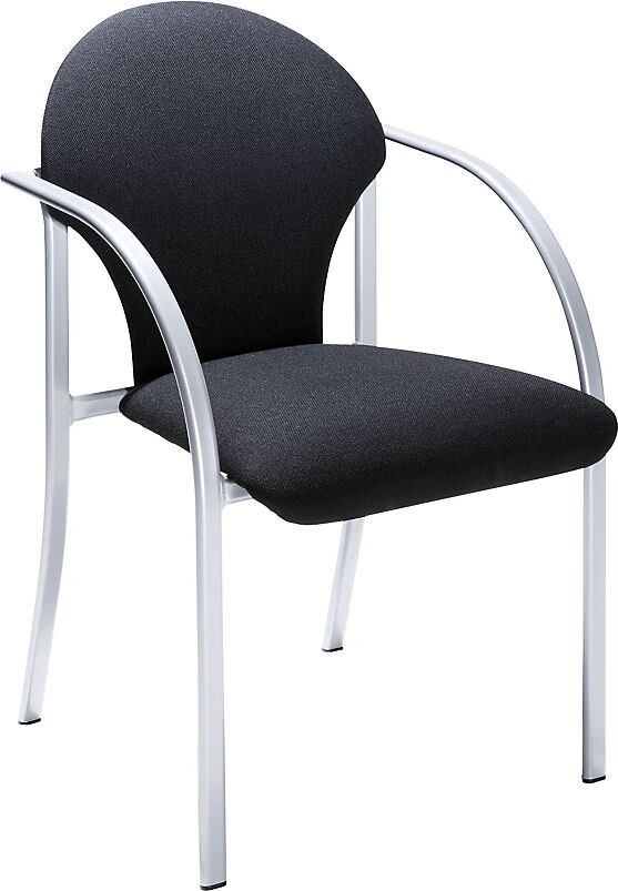 kaiserkraft Silla tapizada apilable, asiento HxAxP 470 x 450 x 490 mm, acolchado en negro, UE 2 unid.