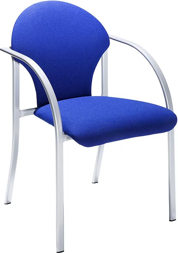 kaiserkraft Silla tapizada apilable, asiento HxAxP 470 x 450 x 490 mm, acolchado en azul, UE 2 unid.