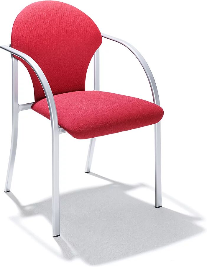 kaiserkraft Silla tapizada apilable, asiento HxAxP 470 x 450 x 490 mm, acolchado en rojo, UE 2 unid.