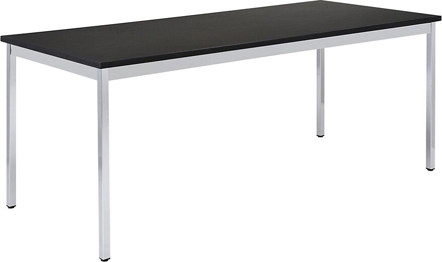 eurokraft basic Mesa multiuso, rectangular, A x H 1200 x 740 mm, profundidad 800 mm, tablero negro, armazón cromado