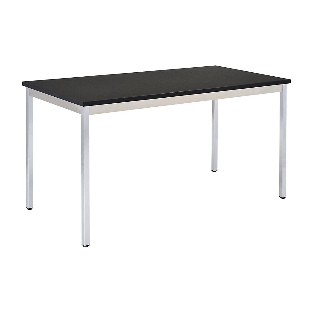 eurokraft basic Mesa multiuso, rectangular, H x A x P 740 x 1800 x 800 mm, tablero negro, armazón cromado