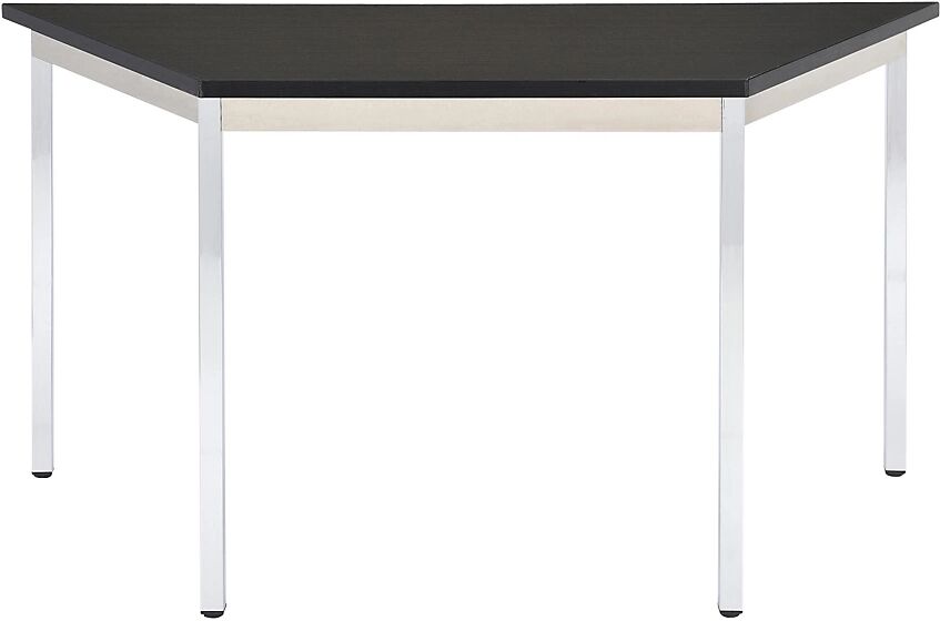 eurokraft basic Mesa multiuso, trapezoidal, H x A x P 740 x 1200 x 600 mm, tablero negro, armazón cromado