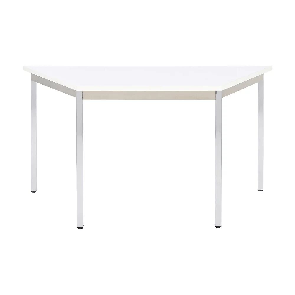 eurokraft basic Mesa multiuso, trapezoidal, H x A x P 740 x 1200 x 600 mm, tablero blanco, armazón cromado