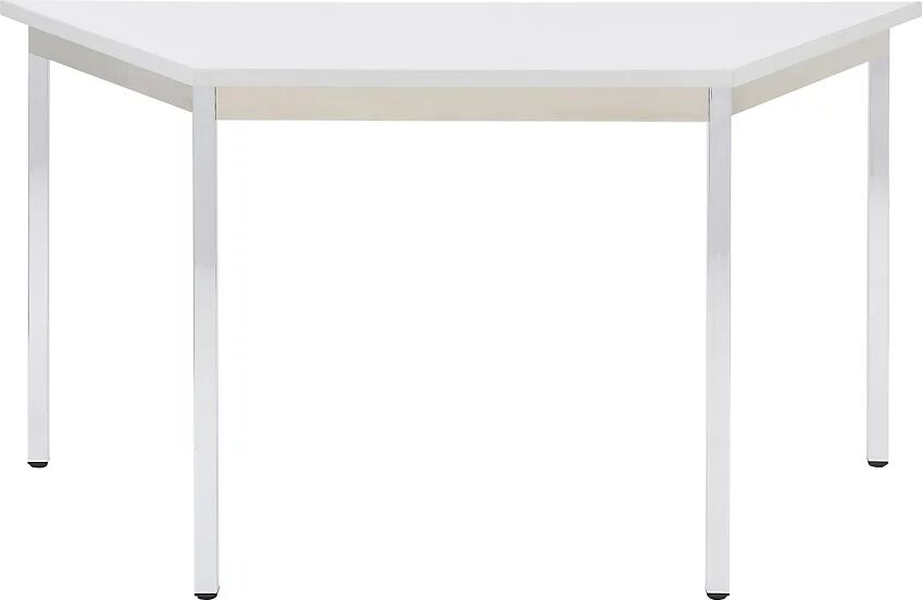 eurokraft basic Mesa multiuso, trapezoidal, H x A x P 740 x 1400 x 700 mm, tablero gris luminoso, armazón cromado