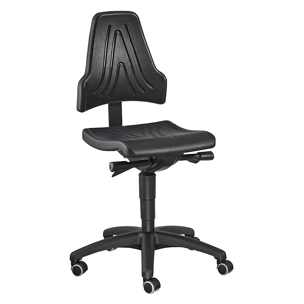 meychair Silla giratoria de trabajo, de altura regulable, con ruedas, negra