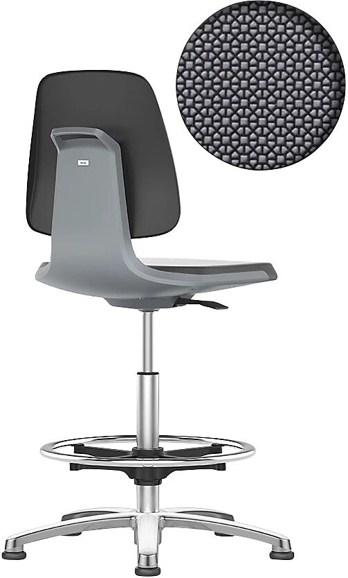 bimos Silla giratoria de trabajo LABSIT, con tacos y estribo circular, asiento de Supertec antracita