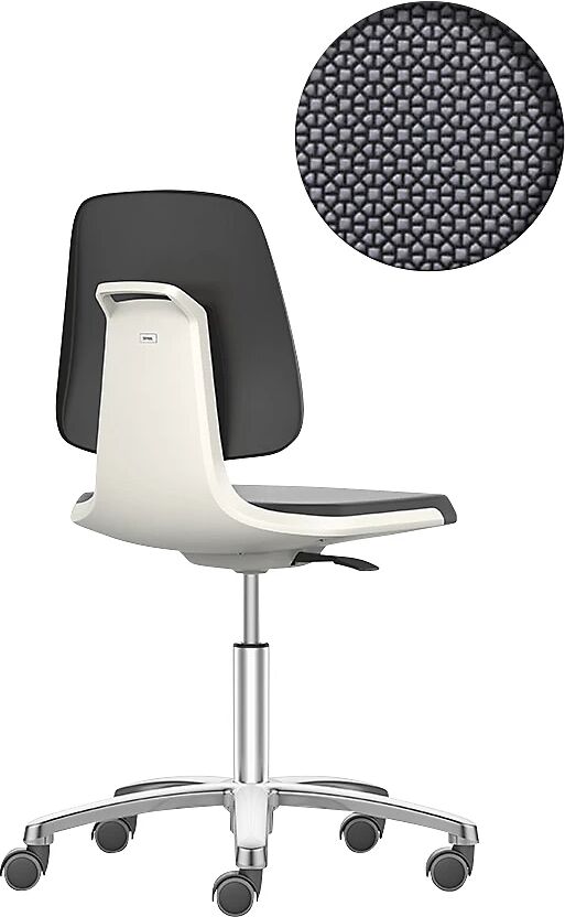 bimos Silla giratoria de trabajo LABSIT, cinco pies con ruedas, asiento de Supertec blanco