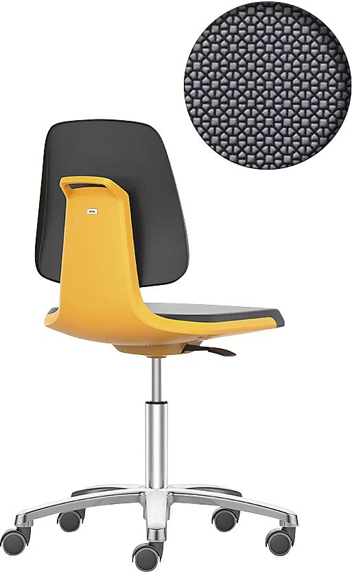 bimos Silla giratoria de trabajo LABSIT, cinco pies con ruedas, asiento de Supertec naranja