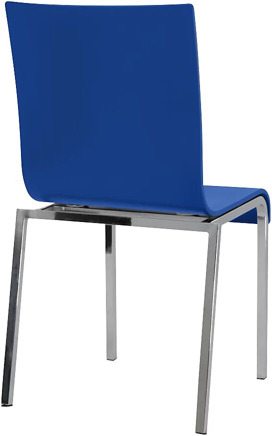 kaiserkraft Silla de carcasa de madera CUBIC, H x A x P 860 x 450 x 520 mm, UE 4 unid., carcasa de asiento azul