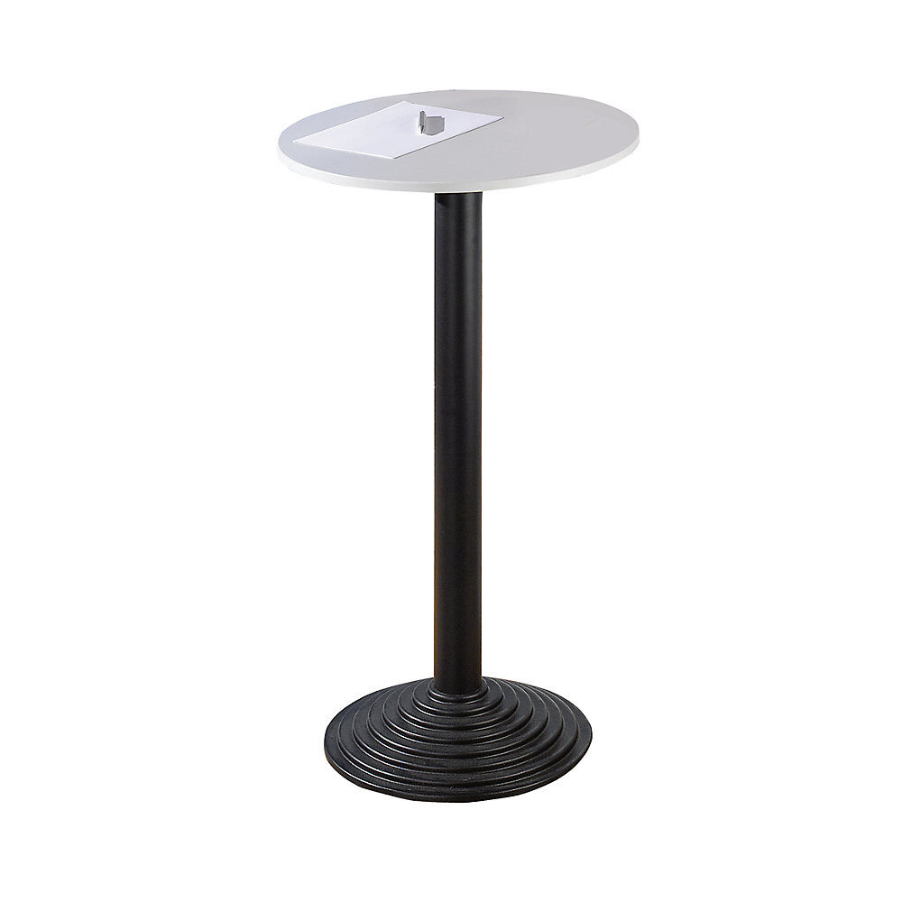 kaiserkraft Mesa de bar con pata de hierro fundido, 1 tablero de mesa, gris luminoso, columna negra