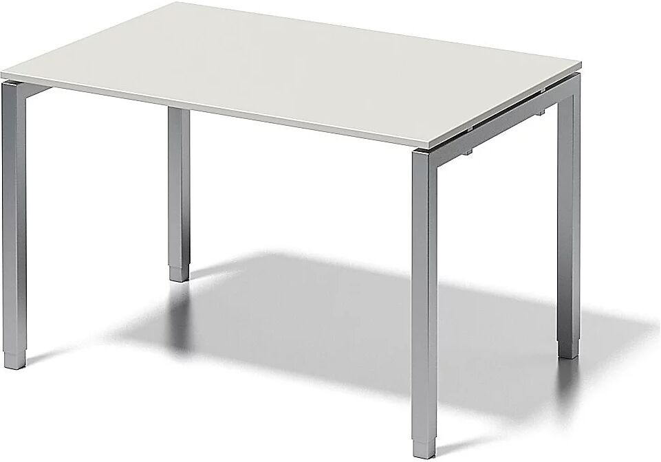 BISLEY Escritorio CITO, armazón en U, H x A x P 650 - 850 x 1200 x 800 mm, armazón plateado, tablero blanco grisáceo