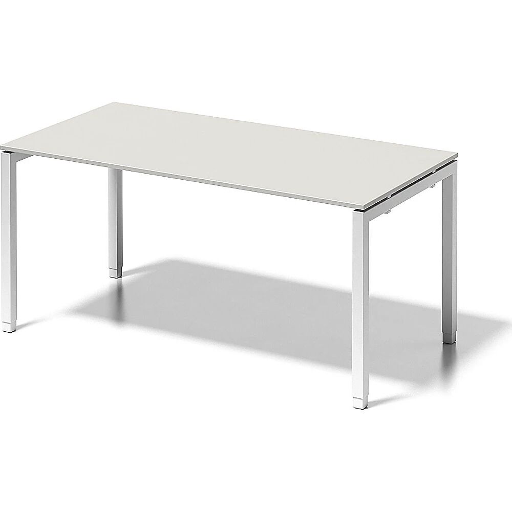 BISLEY Escritorio CITO, armazón en U, H x A x P 650 - 850 x 1600 x 800 mm, armazón blanco, tablero blanco grisáceo