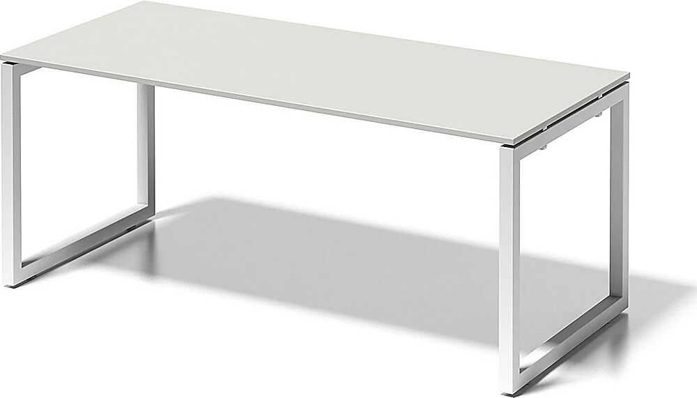 BISLEY Escritorio CITO, armazón en O, H x A x P 740 x 1800 x 800 mm, armazón blanco, tablero blanco grisáceo