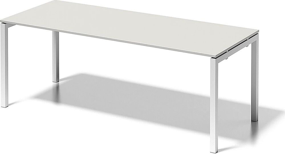 BISLEY Escritorio CITO, armazón en U, H x A x P 740 x 2000 x 800 mm, armazón blanco, tablero blanco grisáceo