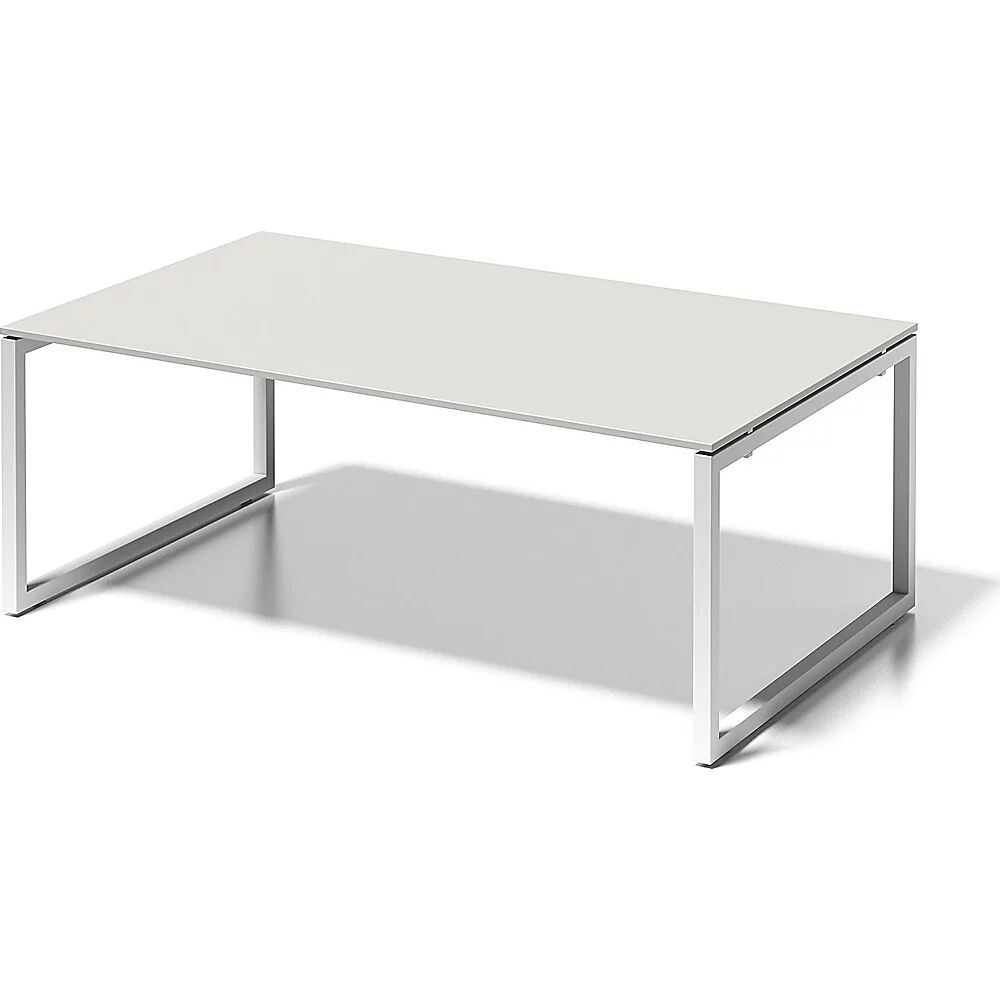 BISLEY Escritorio CITO, armazón en O, H x A x P 740 x 2000 x 1200 mm, armazón blanco, tablero blanco grisáceo