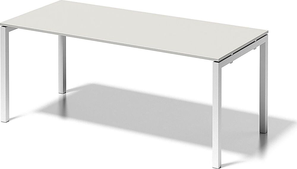 BISLEY Escritorio CITO, armazón en U, H x A x P 740 x 1800 x 800 mm, armazón blanco, tablero blanco grisáceo