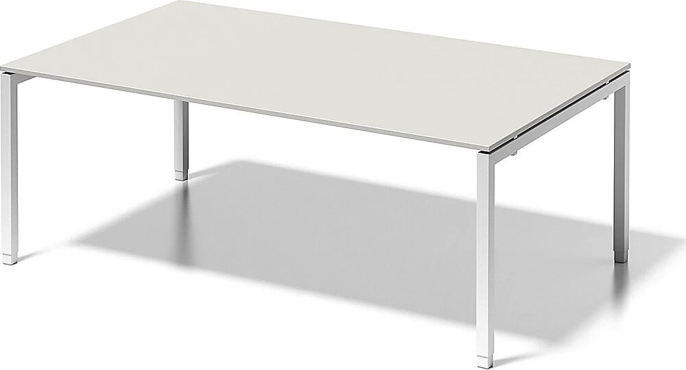 BISLEY Escritorio CITO, armazón en U, H x A x P 650 - 850 x 2000 x 1200 mm, armazón blanco, tablero blanco grisáceo