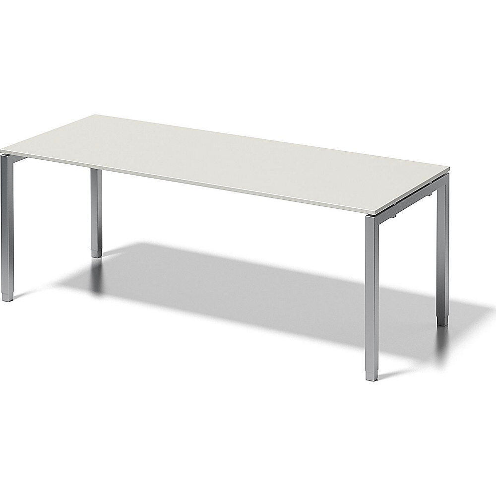 BISLEY Escritorio CITO, armazón en U, H x A x P 650 - 850 x 2000 x 800 mm, armazón plateado, tablero blanco grisáceo