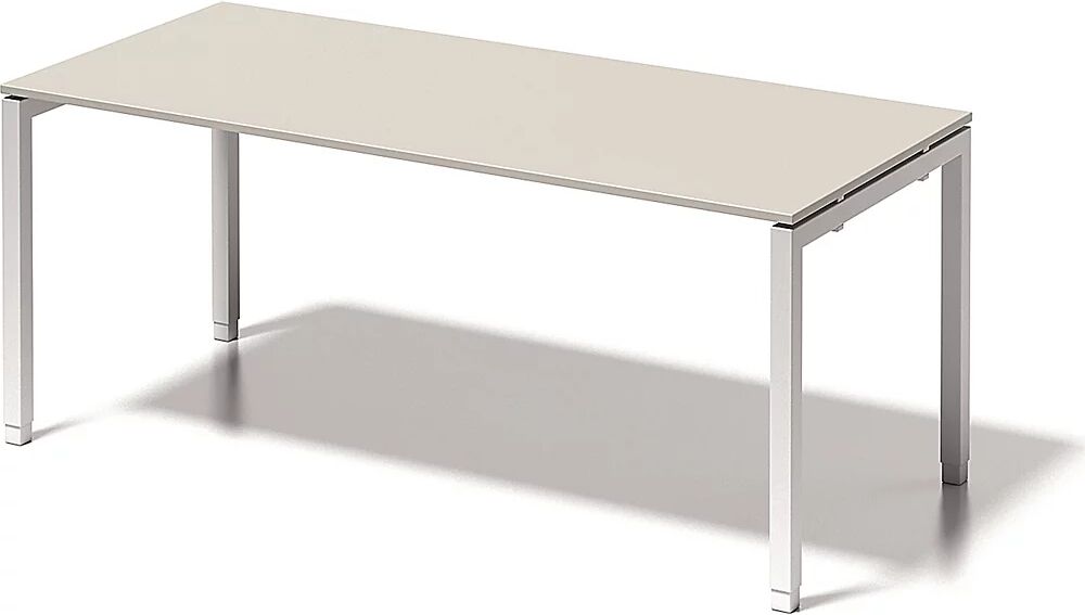 BISLEY Escritorio CITO, armazón en U, H x A x P 650 - 850 x 1800 x 800 mm, armazón blanco, tablero blanco grisáceo