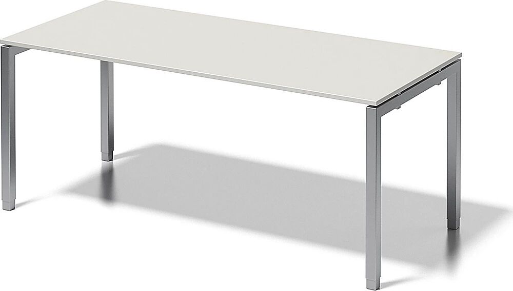 BISLEY Escritorio CITO, armazón en U, H x A x P 650 - 850 x 1800 x 800 mm, armazón plateado, tablero blanco grisáceo