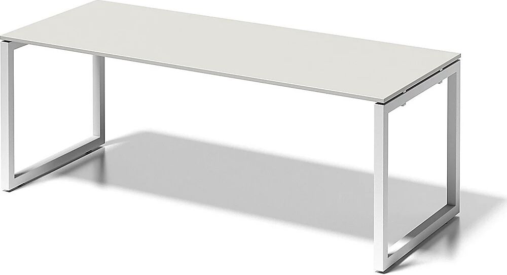 BISLEY Escritorio CITO, armazón en O, H x A x P 740 x 2000 x 800 mm, armazón blanco, tablero blanco grisáceo