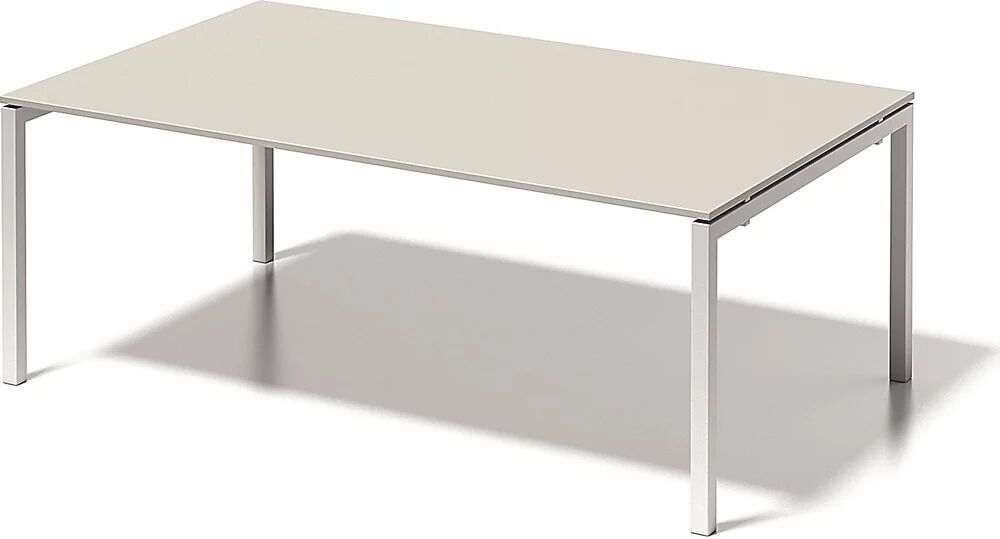 BISLEY Escritorio CITO, armazón en U, H x A x P 740 x 2000 x 1200 mm, armazón blanco, tablero blanco grisáceo