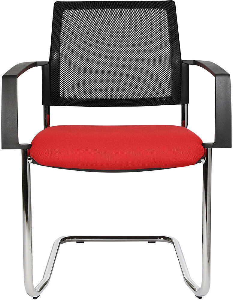 Topstar Silla apilable de malla, silla oscilante, UE 2 unid., asiento rojo, armazón cromado