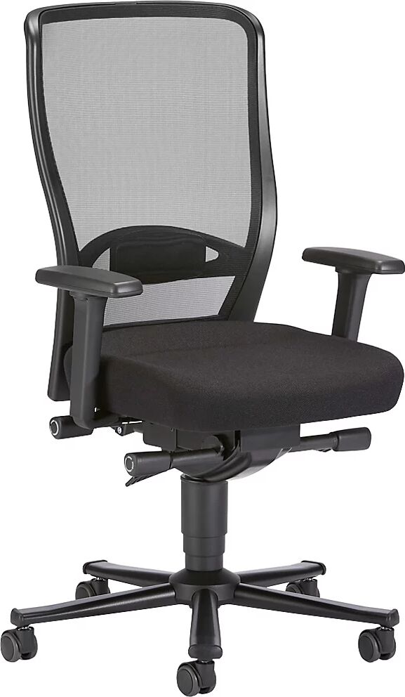 bimos Silla giratoria de trabajo, con respaldo reticulado, asiento con tapizado de tela negra