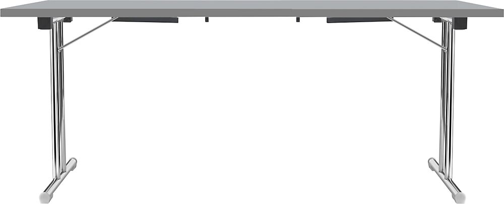 kaiserkraft Mesa plegable con armazón en doble T, armazón de tubo redondo de acero cromado, gris luminoso / antracita, A x P 1800 x 800 mm