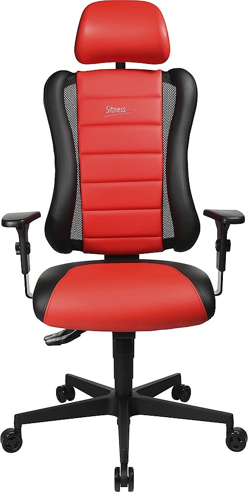 Topstar Silla giratoria de oficina SITNESS RS, incl. reposacabezas y brazos, negro / rojo