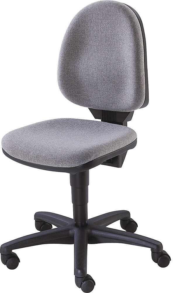 Topstar Silla giratoria estándar, sin reposabrazos, respaldo 450 mm, tela gris, armazón negro