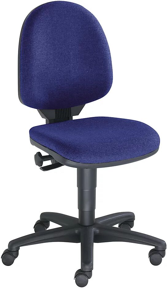 Topstar Silla giratoria estándar, sin reposabrazos, respaldo 450 mm, tela azul, armazón negro, a partir de 2 unidades