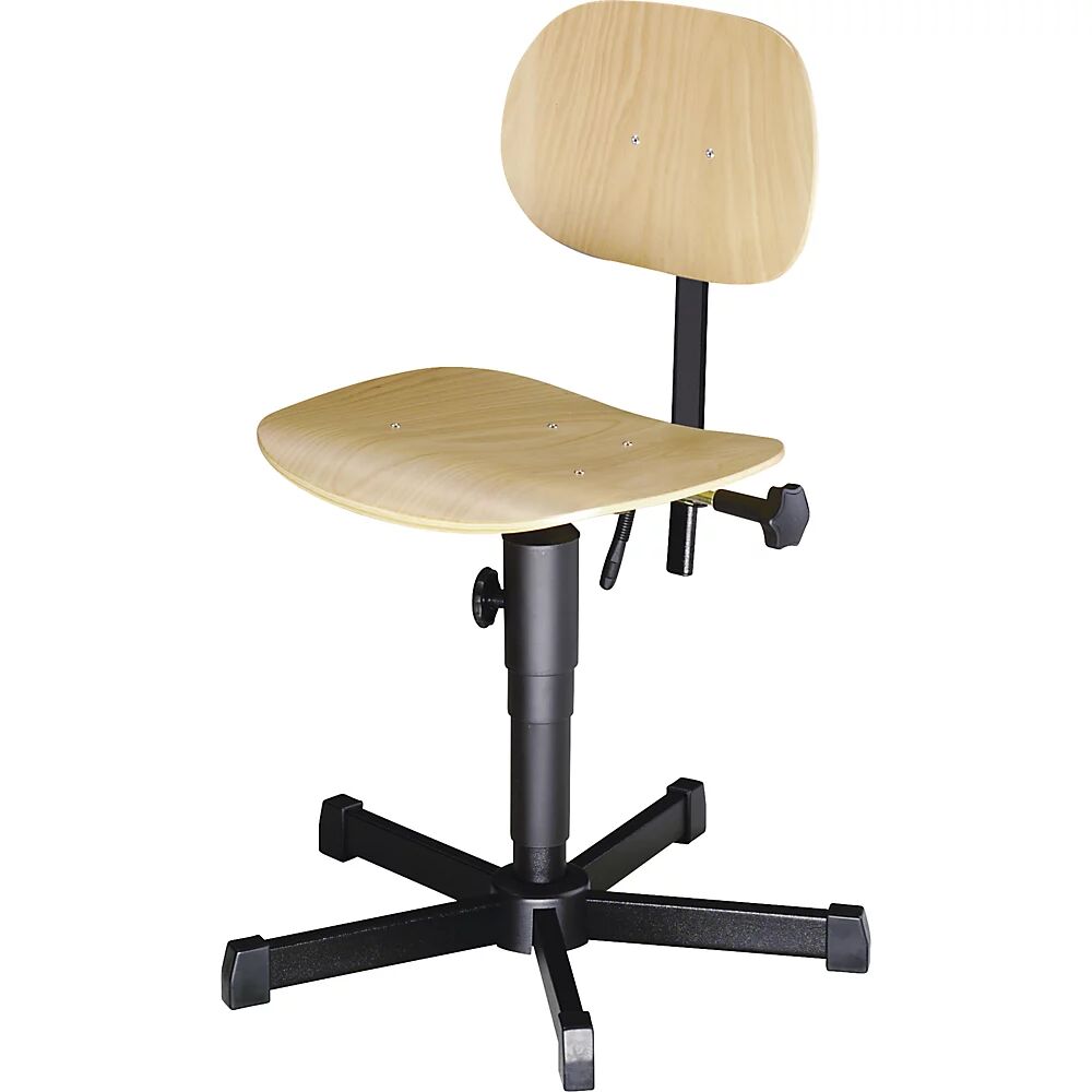 meychair Silla giratoria de trabajo, ajuste de altura mediante chavetero, con tacos, madera