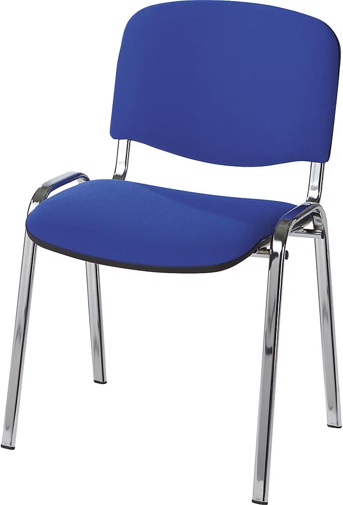 kaiserkraft Silla para visitas, apilable, respaldo acolchado, armazón cromado, acolchado azul, UE 2 unid.