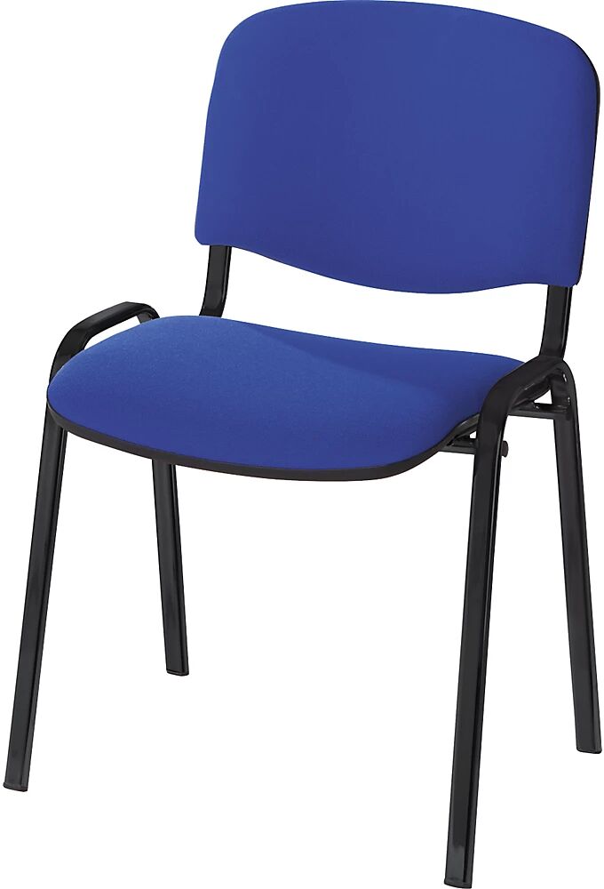 kaiserkraft Silla para visitas, apilable, respaldo acolchado, armazón negro, acolchado azul, UE 4 unid.