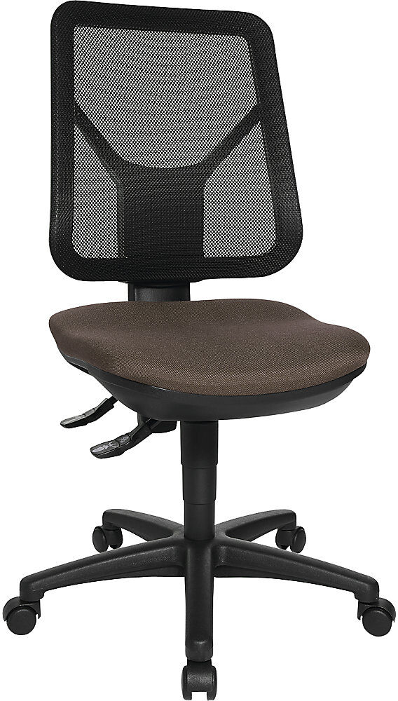 Topstar Silla giratoria ergonómica, respaldo reticulado, marrón oscuro