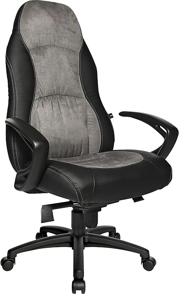 Topstar Sillón giratorio, piel sintética / microfibra, negra / gris