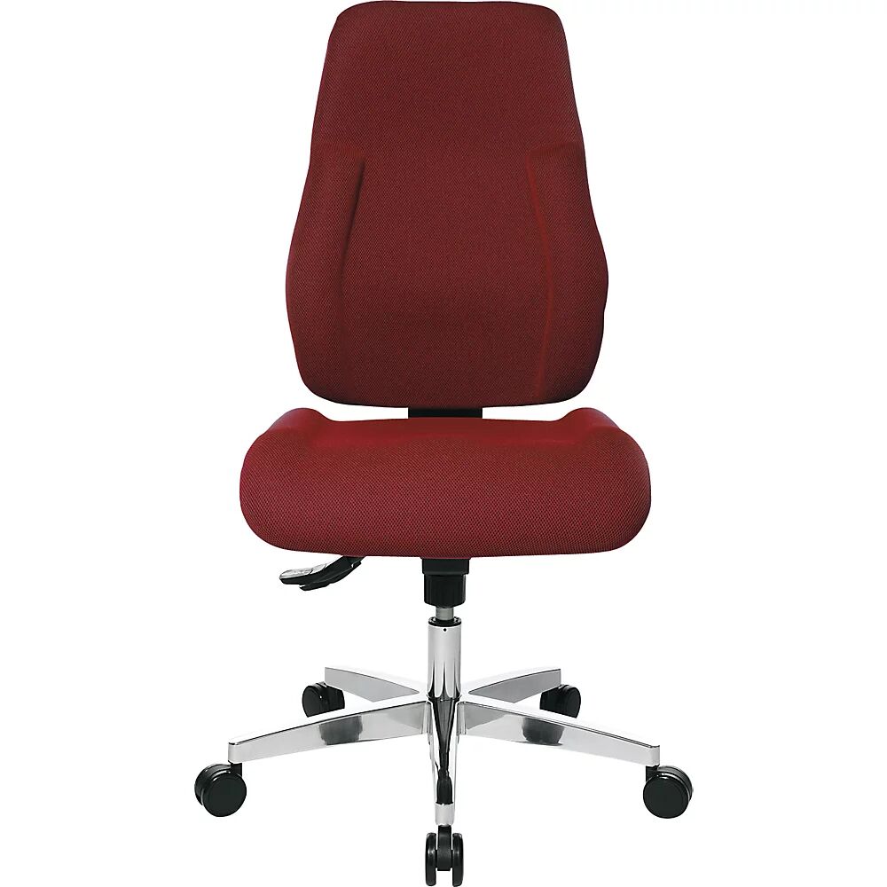 Topstar Silla giratoria ergonómica, respaldo acolchado, tapizado rojo