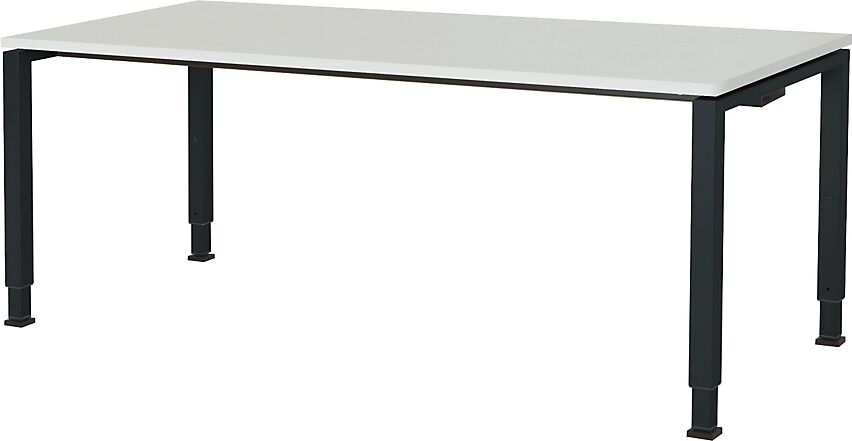 mauser Mesa rectangular, patas de tubo cuadrado, H x A x P 650 - 850 x 1800 x 800 mm, tablero revestido de melamina, tablero gris luminoso, armazón gris antracita