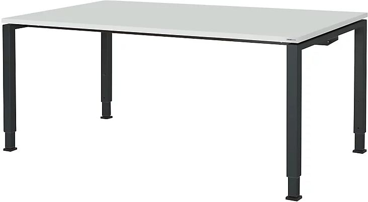 mauser Mesa rectangular, patas de tubo cuadrado, H x A x P 650 - 850 x 1800 x 900 mm, tablero revestido de melamina, tablero gris luminoso, armazón gris antracita