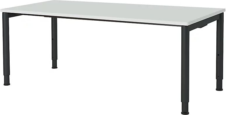 mauser Mesa rectangular, patas de tubo redondo, H x A 650 - 850 x 1800 mm, tablero gris luminoso, armazón gris antracita