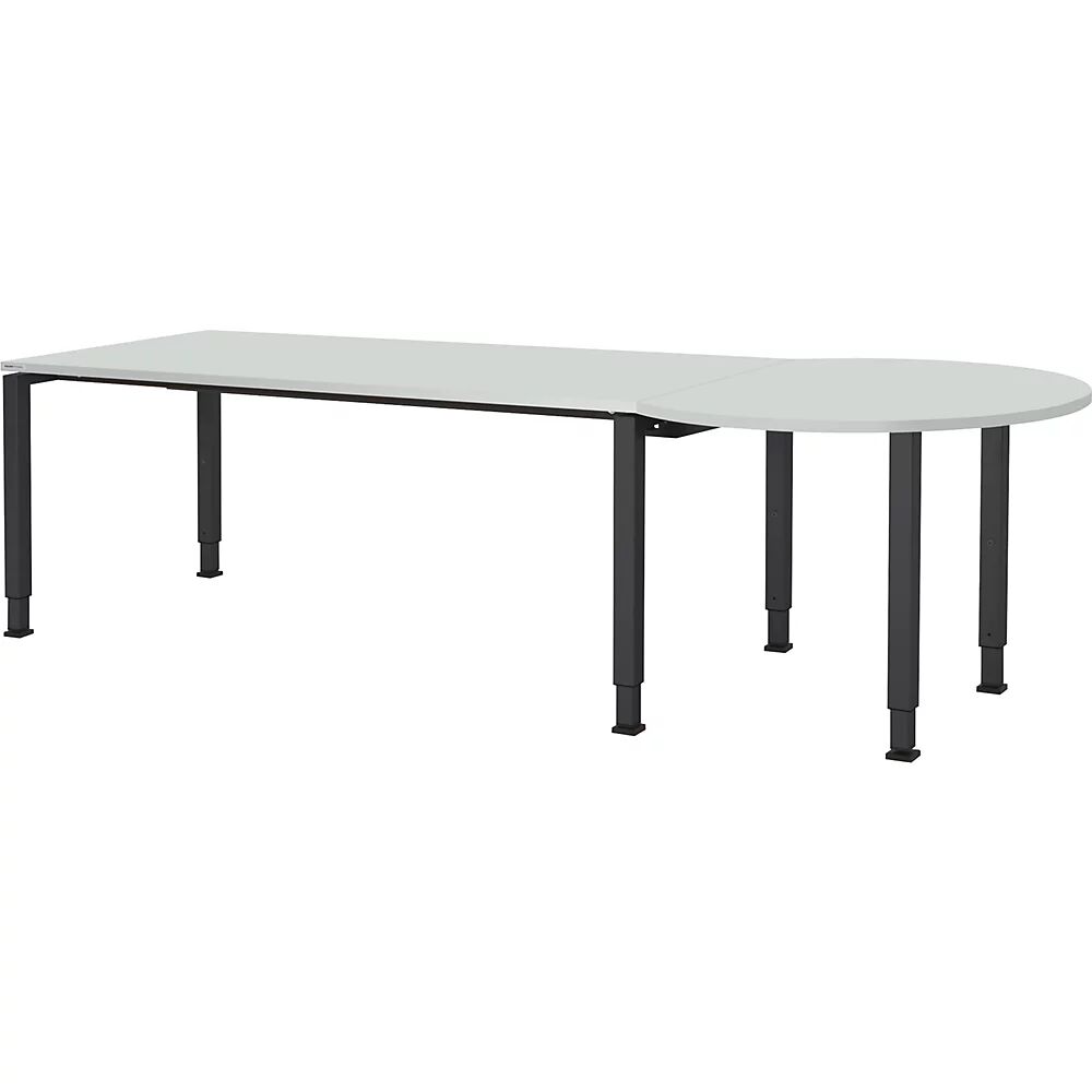 mauser Mesa rectangular, A x P 1800 x 800 mm, mesa adicional circular a la derecha, tablero gris luminoso, armazón gris antracita